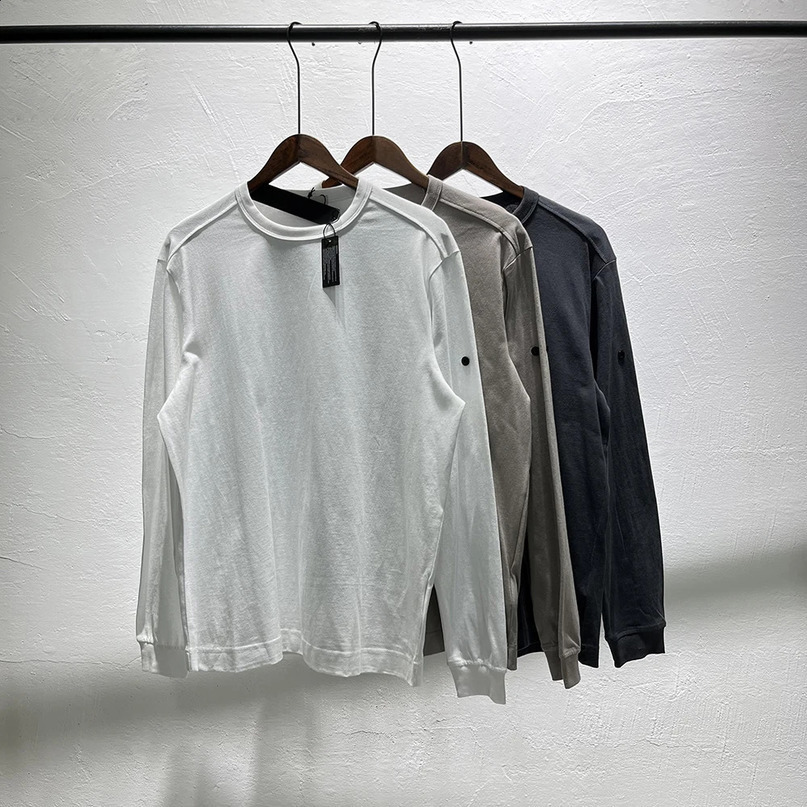 100% pure cotton long sleeved mens shirt womens patch embroidery Crewneck cross badge 240815