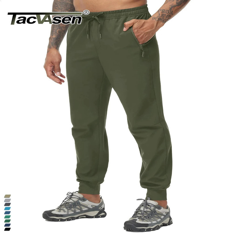 TACVASEN summer quick drying hiking pants mens casual zipper pocket sports training outdoor running gym work clothes 240816