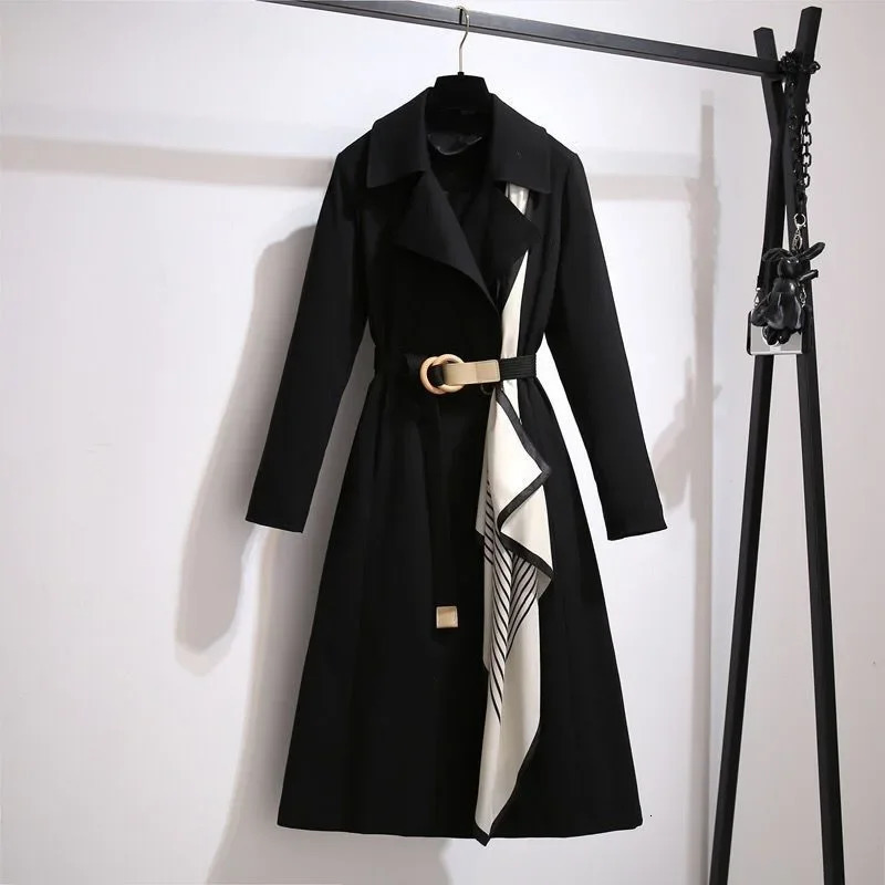 Womens Long Coat Spring Autumn Loose Fashionable Slimming Large Size Casual Outerwear Elegant Lady Jacket Trendy 250905