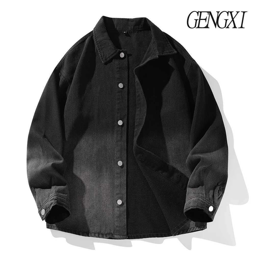 AutumnWinter New Arrival Washed Gradient Design Collared Denim Jacket Japanese Retro Mens SingleBreasted Shirt Jacket X250925