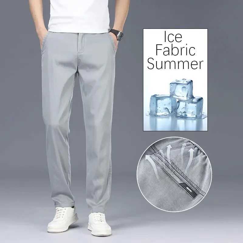 Elastic Waisand Mens Summer Thin Wide Leg Jeans Casual Loose Straight Cut Trousers High Street Long Pants Trendy Brand W250925