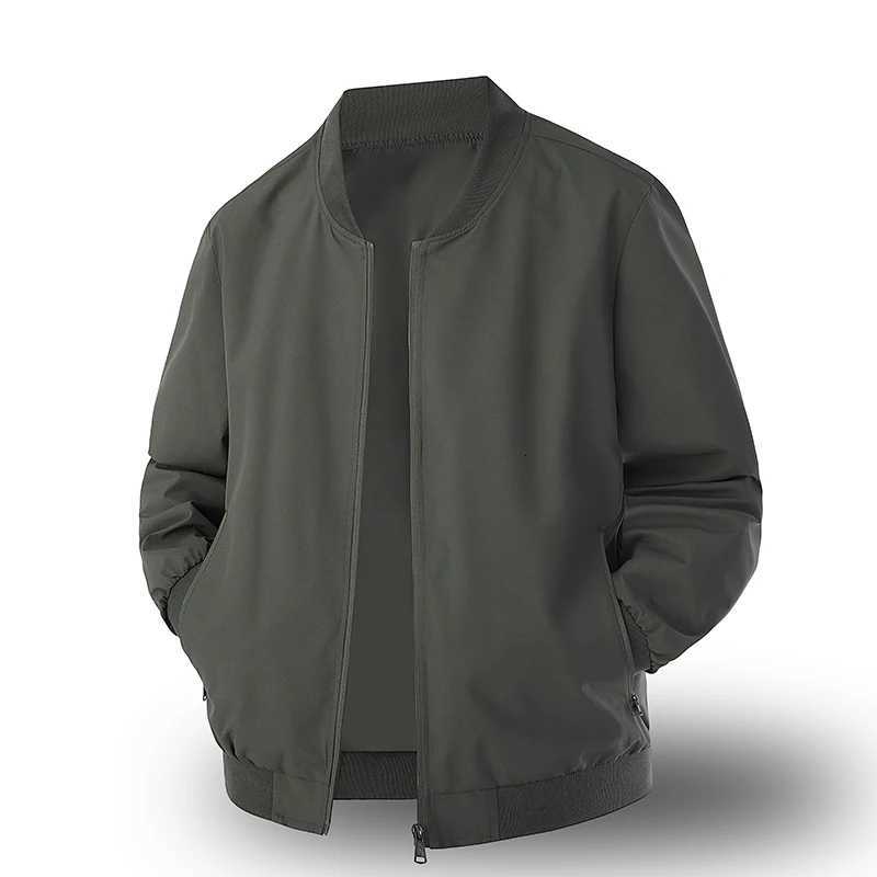 Mens Casual Thin Baseball Collar Jackets Spring Autumn Loose Fit Pure Color Top Zipper Outdoor Workwear Overcoat Mens Clothing X250925