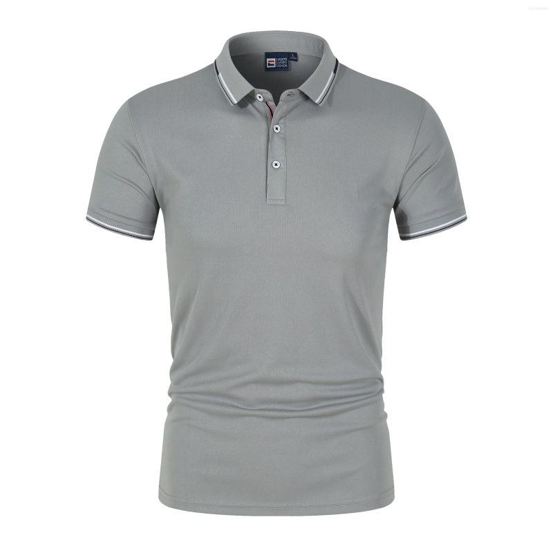 Men's Polos Solid Color Polo Shirt Short Sleeve Button Tshirts Lapel Lightweight Streetwear Sport Casual Breathable Business Tops
