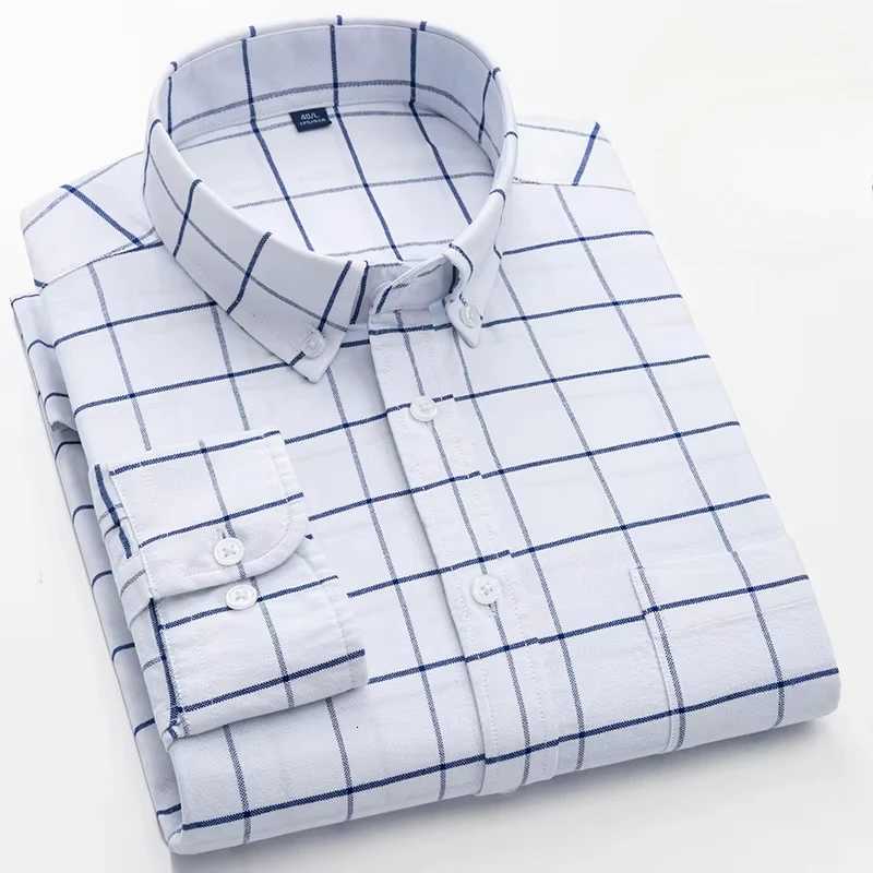 100cotton Oxford long sleeve shirts for men longsleeve slim fit formal plain shirt casual elegant plaid tops black clothes X250925