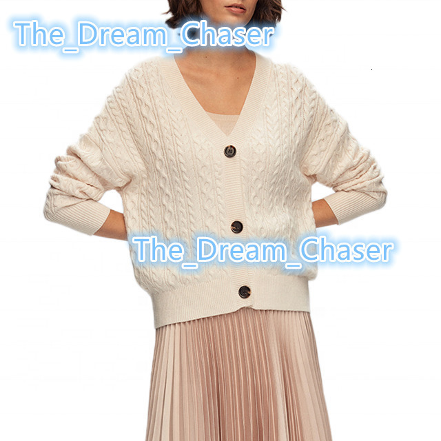 Luxury Stripe Solid Color Sweaters Singlebreasted Design Loose Cardigan Women Rib Knit Vneck Knitted Sweater for Women
