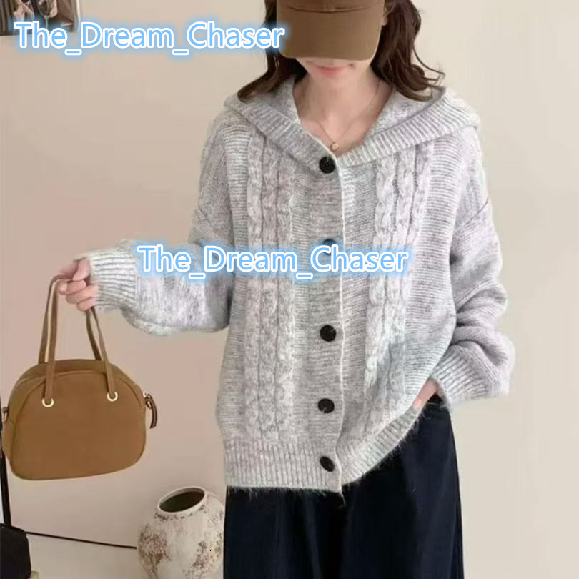 Chic Korean New Collection Retro Twist Hooded Sweater with Leisure Sports Pant Socks Solid Color Autumn Front