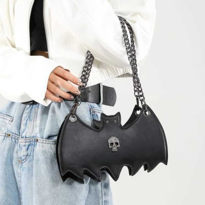 American Vintage PU Leather Y2K Cool Bat Skull Mini Crossbody Bag Phone Wallet Storage Bags Womens Bag Shoulder Bags Purse Z250925