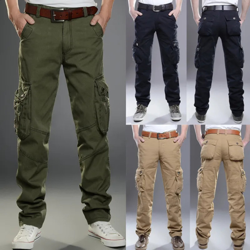 Multi pocket mens casual pants military tactical jogging outdoor hiking sportswear cotton Trousers 240816