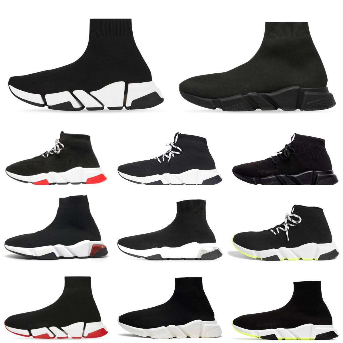 Designer Runner Sock Casual Shoes Trainers Men Women High Low 2.0 4.0 Graffiti White Mesh Canvas Black Speed Socks Shoes Clear Sole Lace-up Neon Fla