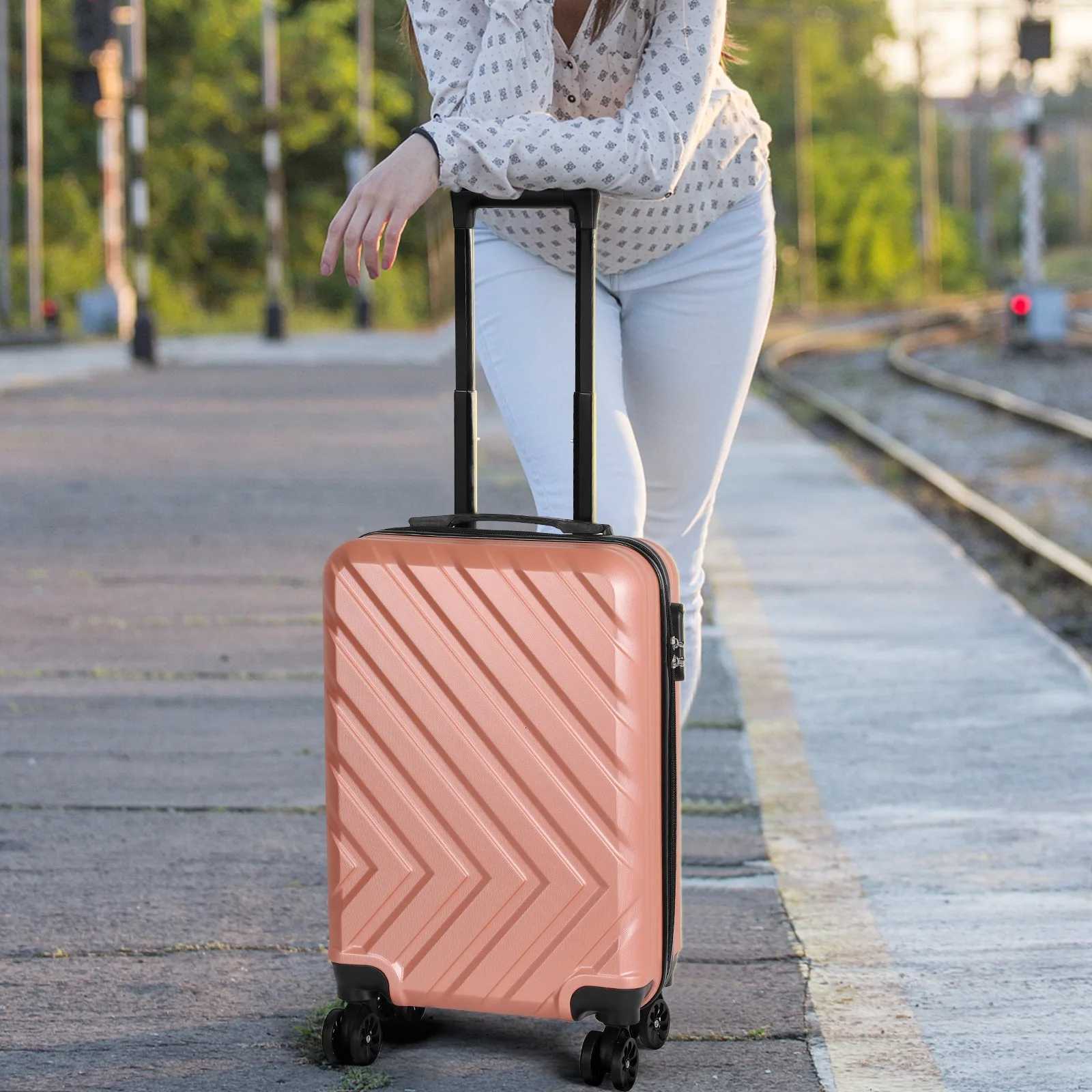 The lockable luggage suitcase with 20 handles can be used for travel and features a universal roller design for easy mobility W250920-image-1077043366