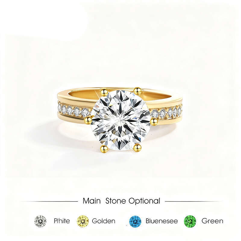 Luxury 925 Sterling Silver Ring Designer For Women 2/3/5CT Moissanite Ring Womens Classic Gold Plated 1 Diamond Ring Girls Wedding Engagement Jewelr