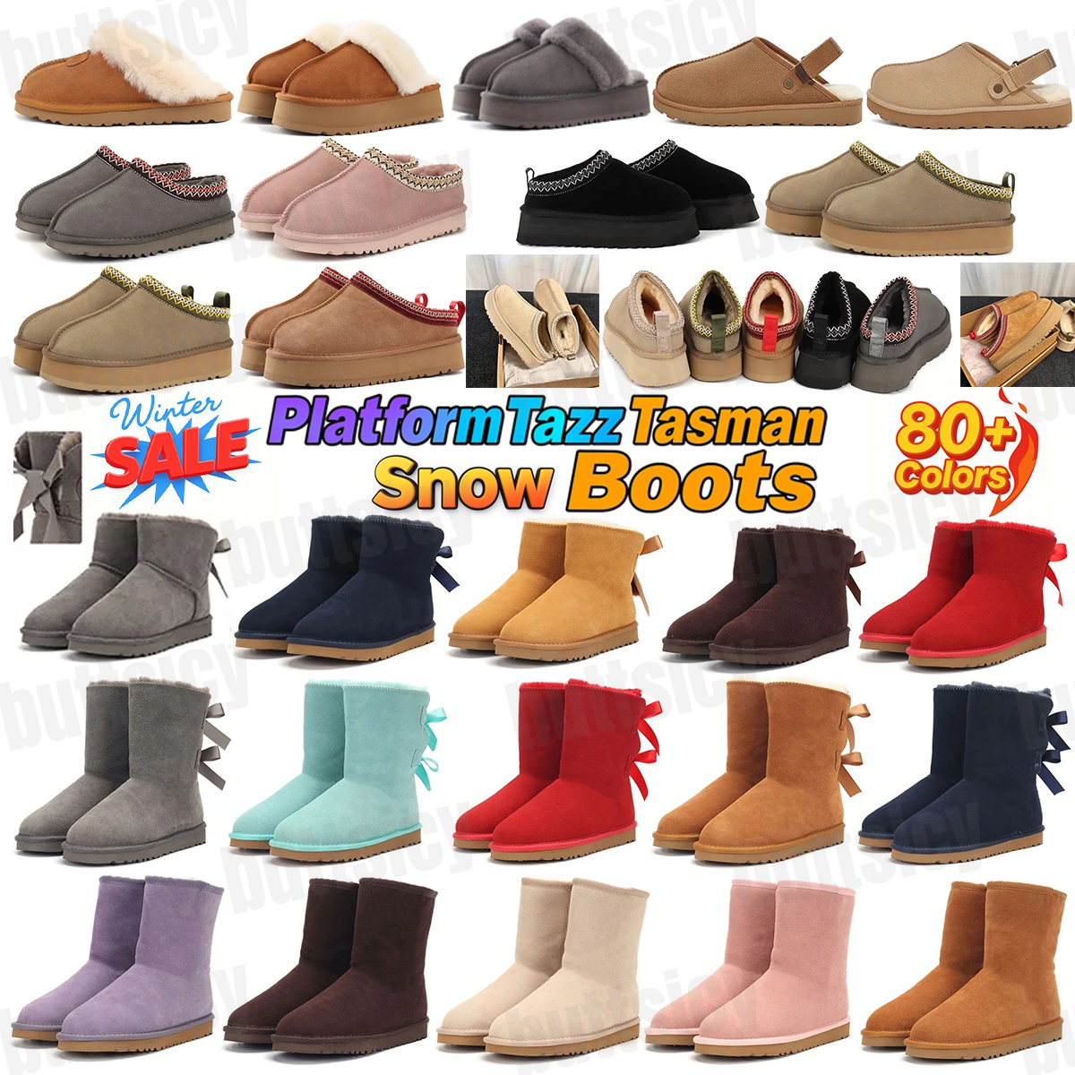 Free Shipping uggswoman Boot Winter Snow Boots for Women Classic uggsPlatform Boots Over the Knee Wool Fur Lining Pink Chestnut Mustard Light Tan