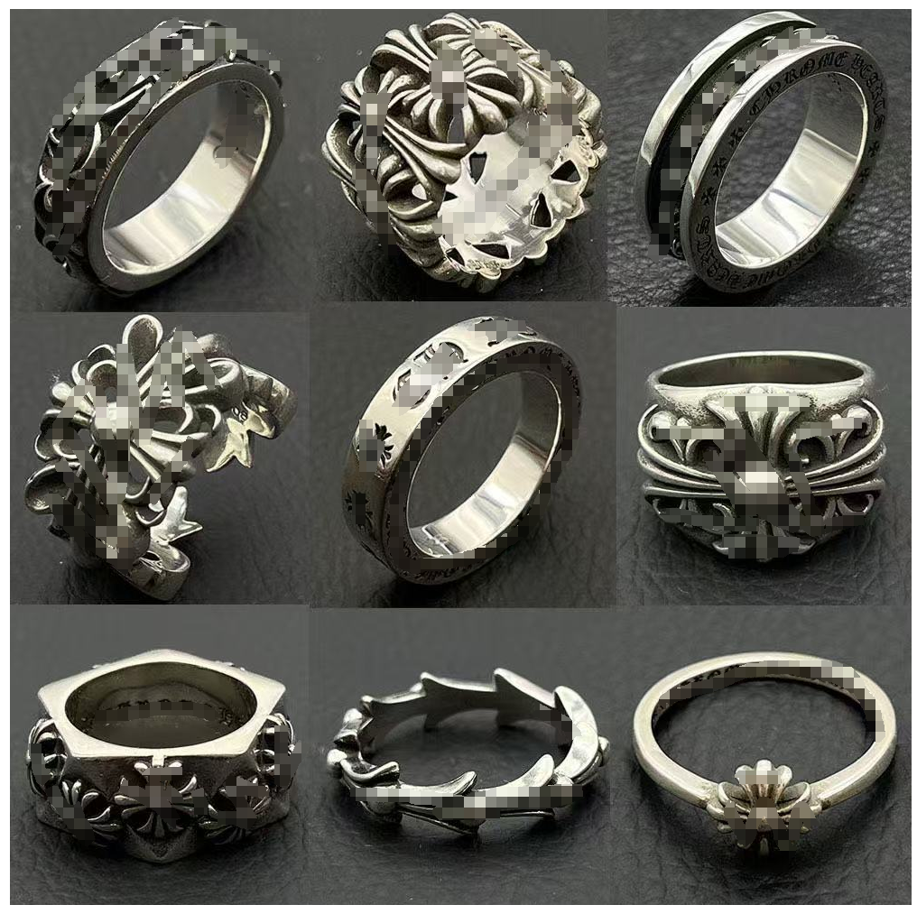 Designer Cross Rings S925 Sterling Silver Plated Hip Hop Brand Ring for Men and Women High quality Vintage Cross Open Thai Silver Chrome Ring Jewelr