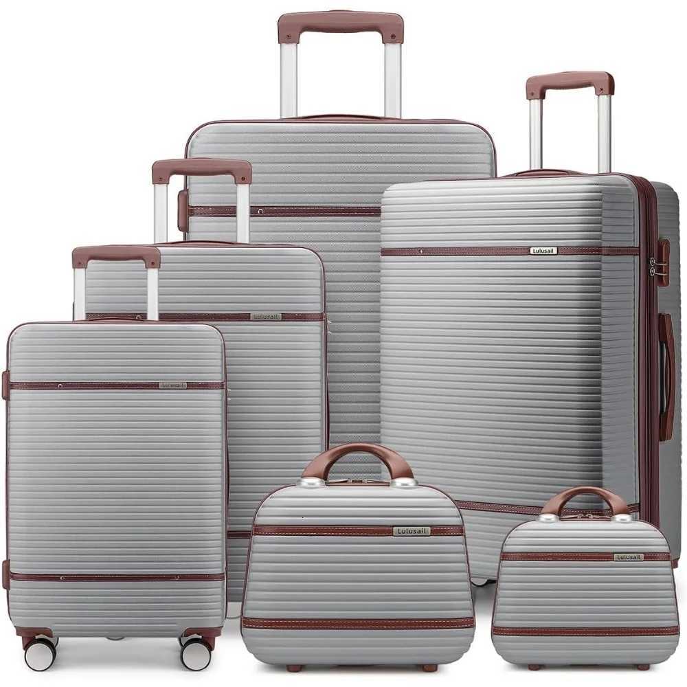 Luggage Sets 6 Piece with two Cosmetic Case ExpandableOnly 28 24 Hardside Luggage with 360 Spinner Wheels Durable Luggag W250920-image-1077041880