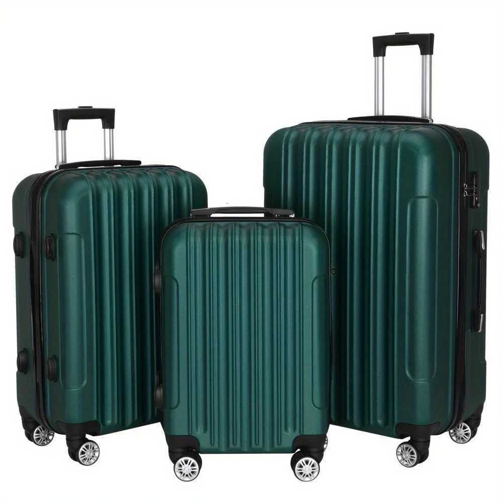 20 24 28 Luggage Travel set ABS trolley Hard shell suitcase with TSA green lock W250920-image-1077042583