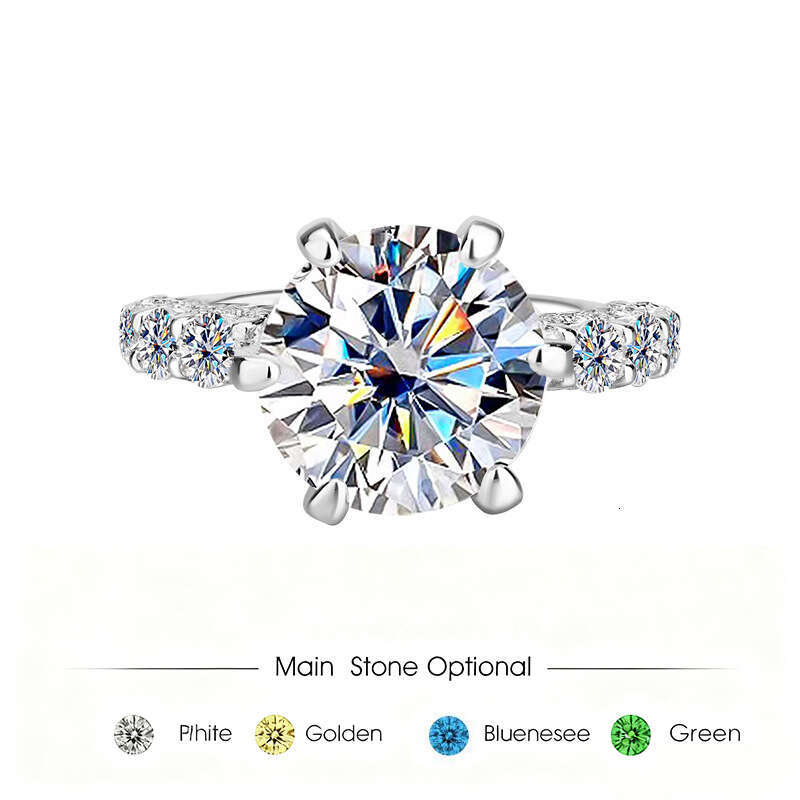 Luxury 925 Sterling Silver Ring Designer For Women 2/3/5CT Moissanite Ring Fashionable Womens Classic Six Prong Diamond Ring Girls Wedding Engagemen