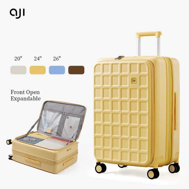 AJI Luggage Travel Suitcase Women Men Suitcase Trip Cabin Expandable Suitcases On Wheelstsa Lock Trolley Case Plaid Pattern W250920-image-1077043293