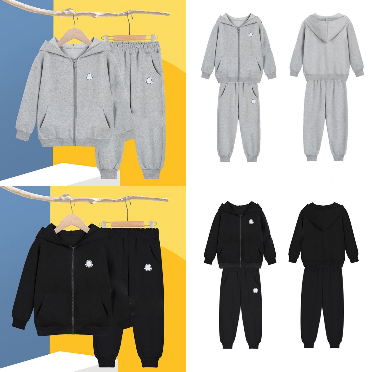 Kid Thickening Hoodies Baby Clothing Sets Baby Boys Girls Sweater Two Piece Kids Designer Clothes Pattern Sports Set-image-971979955
