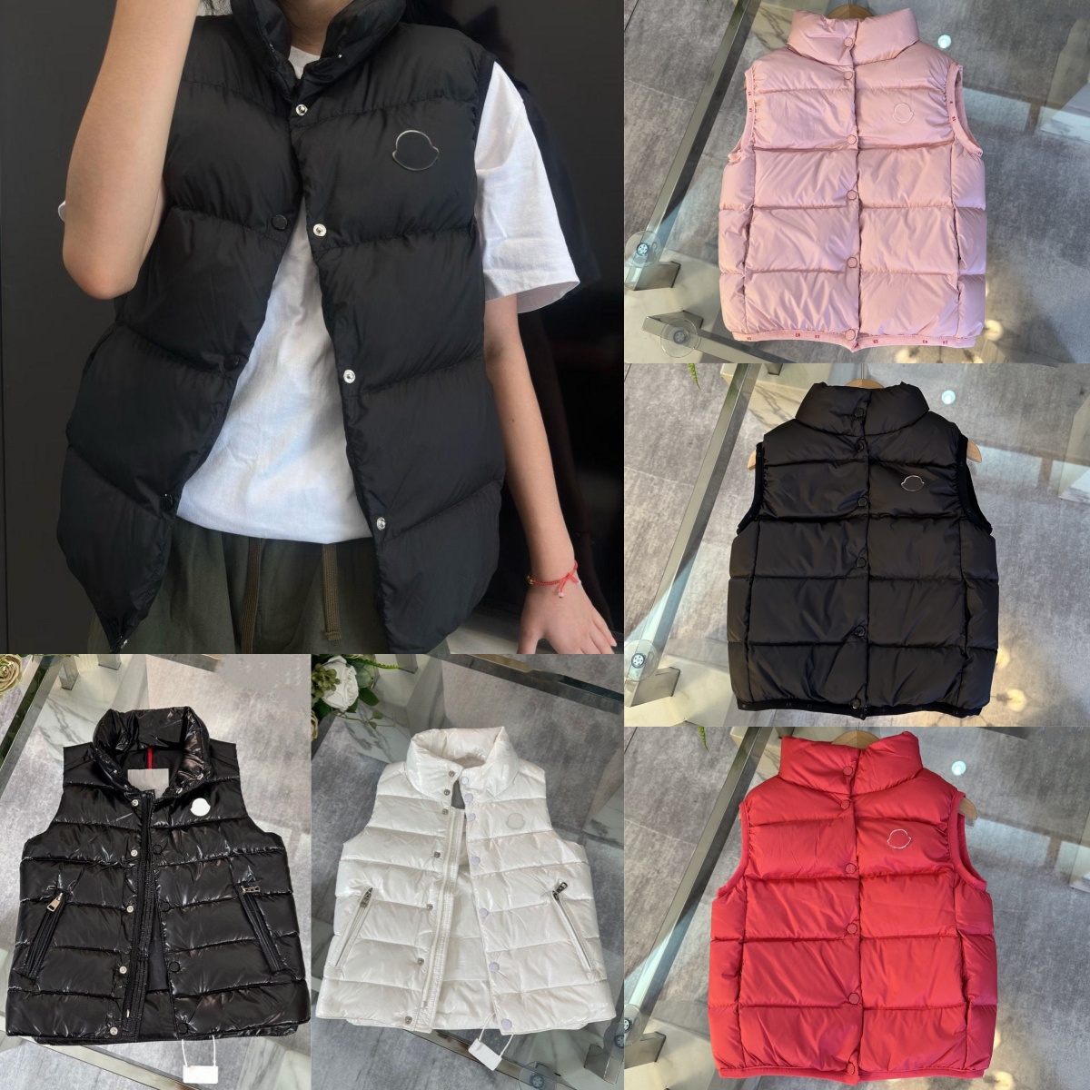 Kids Vests Down Designer Waistcoats Boys Sleeveless Coats Toddler Clothes Children Hood Winter Warm Outwear Girls Youth Clothing Black White Jack-image-1020305207