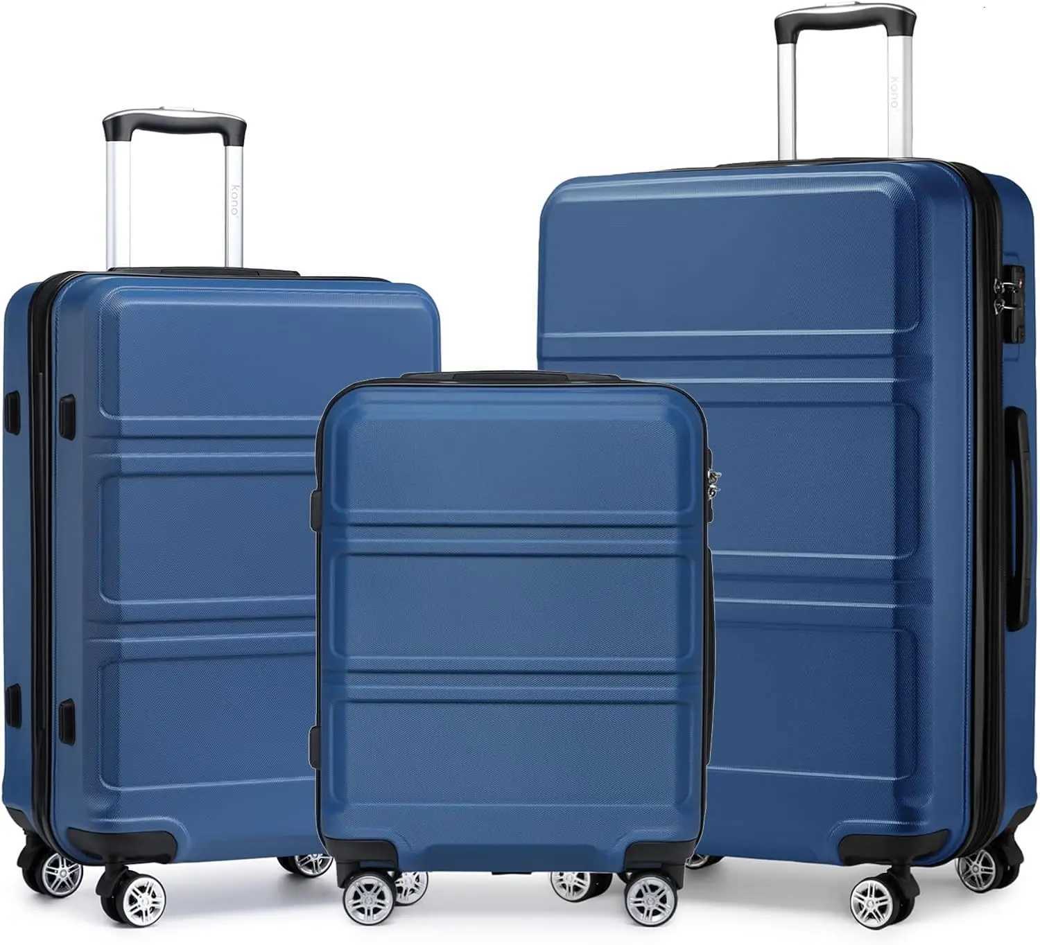 Kono 3 Piece Luggage Sets Expandableonly 28 Lightweight with Spinner Wheels TSA Lock Hardside Travel Rolling Suitcases W250920-image-1077043601