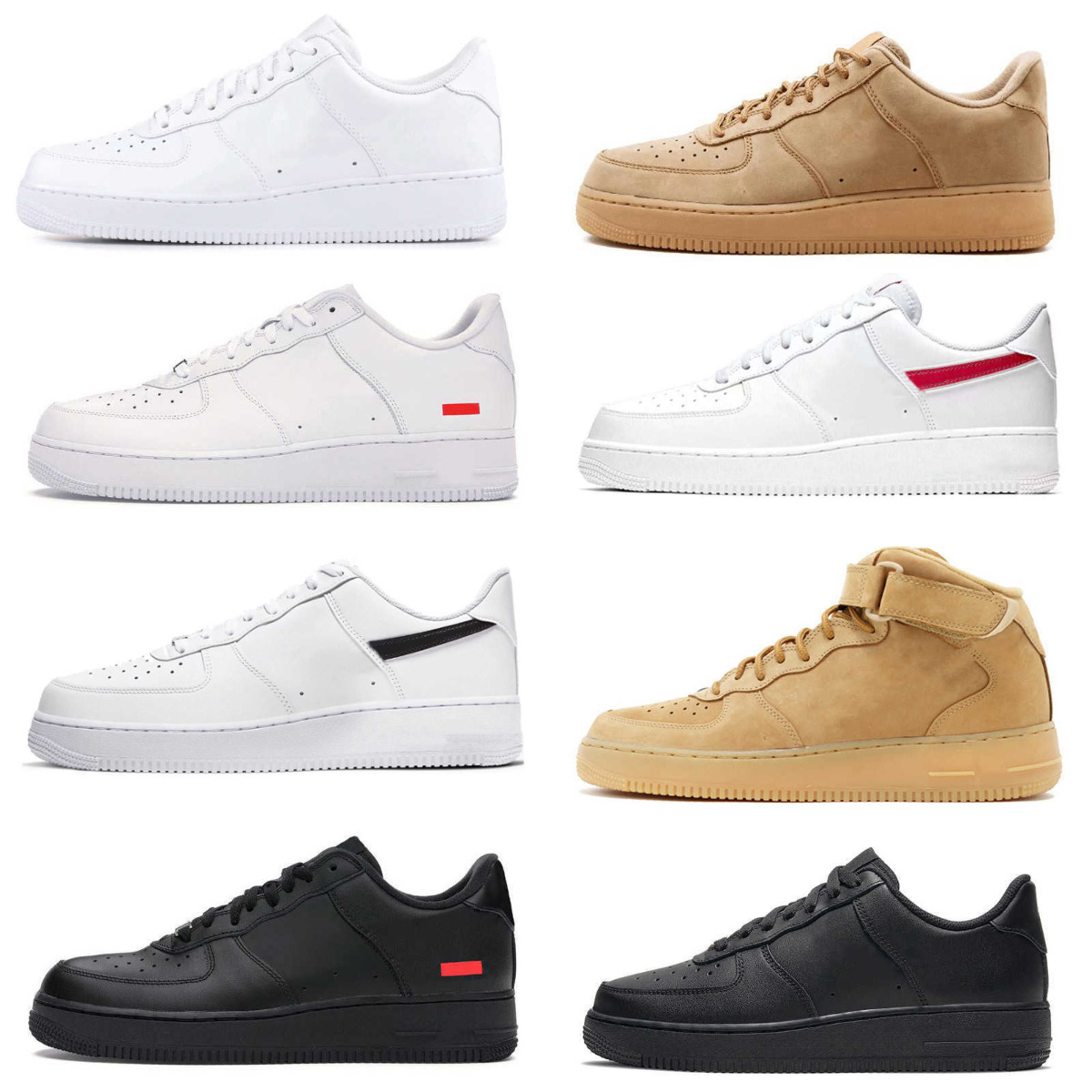 Designers 1 07 ForC Casual Shoes Trainers Men Women Low All White Pure Black Wheat Skateboard ONE Leather Tennis Sports Jogging Shoe High Running Ou