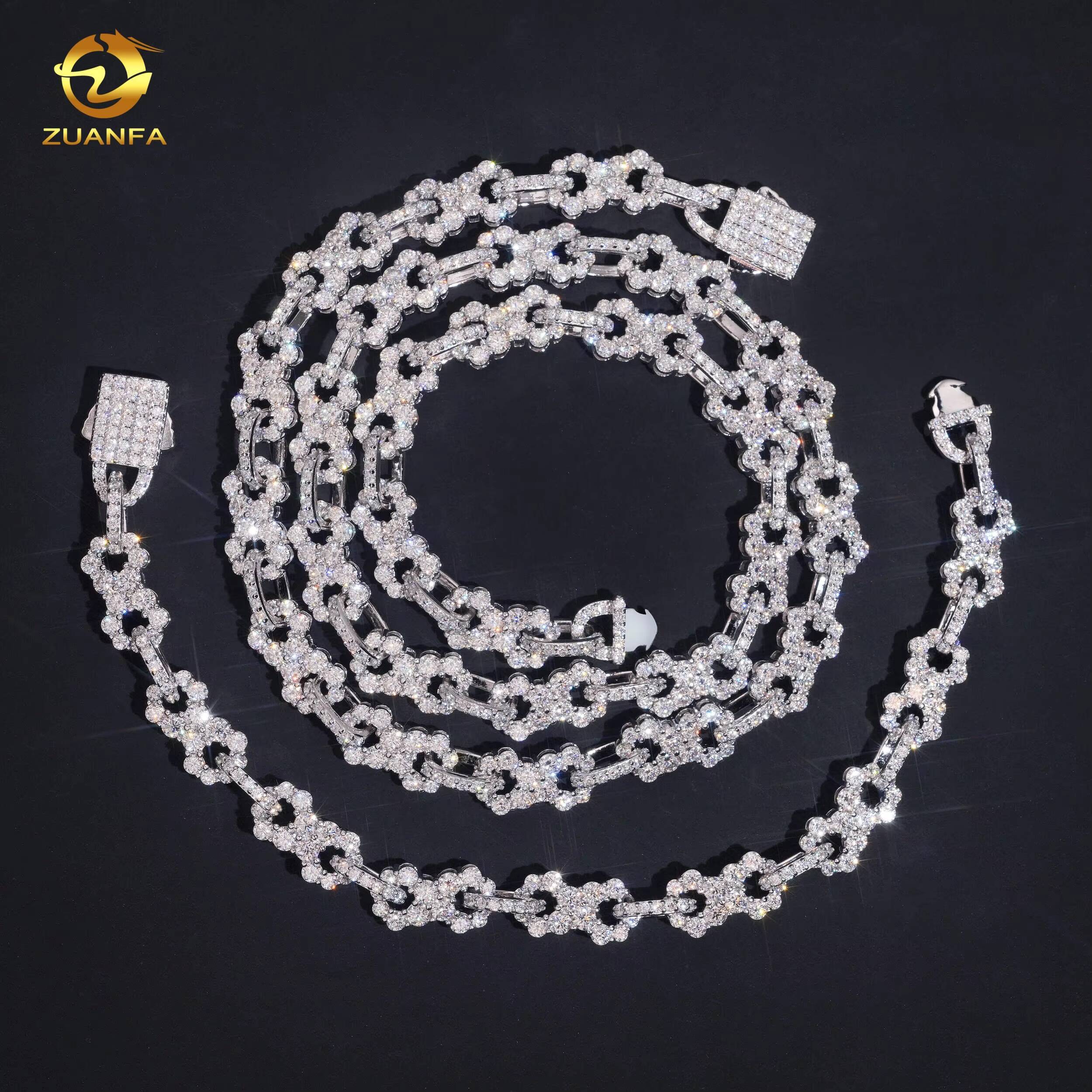 Bracelet en diamant personnalisé pour hommes, chaîne infini glacée de 85mm de largeur, bijoux Hip Hop VVS Moissanite, collier à maillons en argen