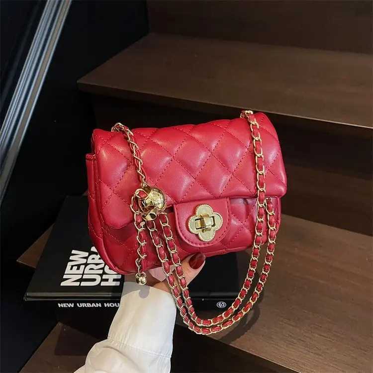 2025 New Premium Textured Quilted Chain Bag Womens Elegant Mini Square Stylish Versatile Shoulder Crossbody W250924