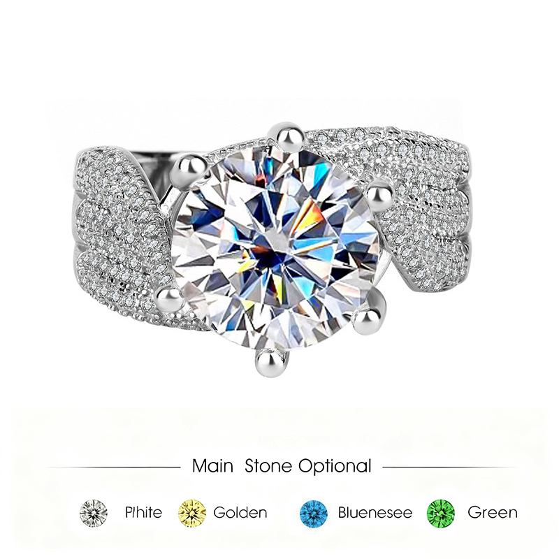 925 sterling silver ring designer for women 3/5CT moissanite ring fashionable womens classic four prong diamond ring girls wedding engagement jew