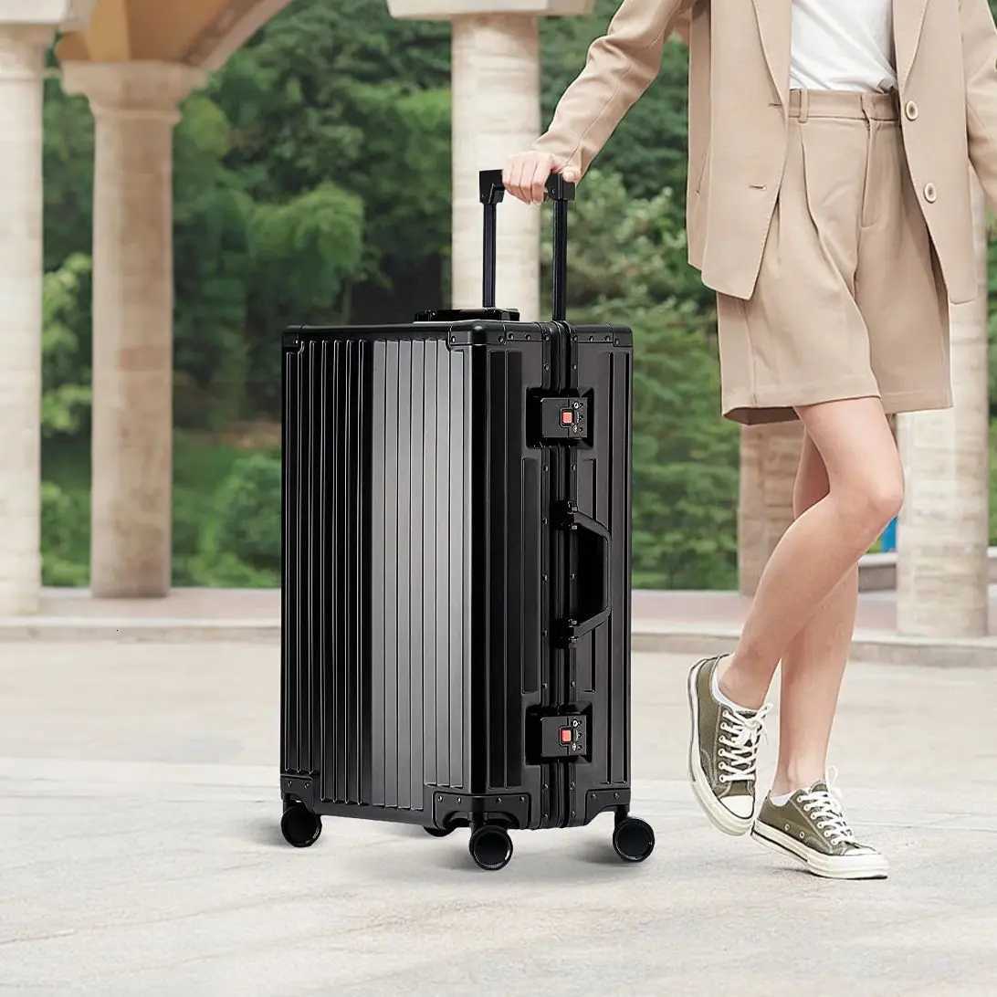 20 Inch Aluminum Rolling Trolley Case Cabin Suitcase Spinner Wheels USB Charging Travel Luggage With TSA Lock For Men Women 2025 W250920-image-1077042967