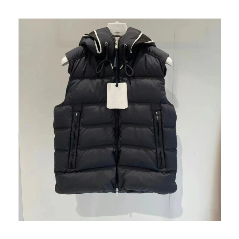fashion men vest designer down vests man hooded chest logo pattern mens jacket outdoor windproof shiny surface women casual cotton vest versatile me