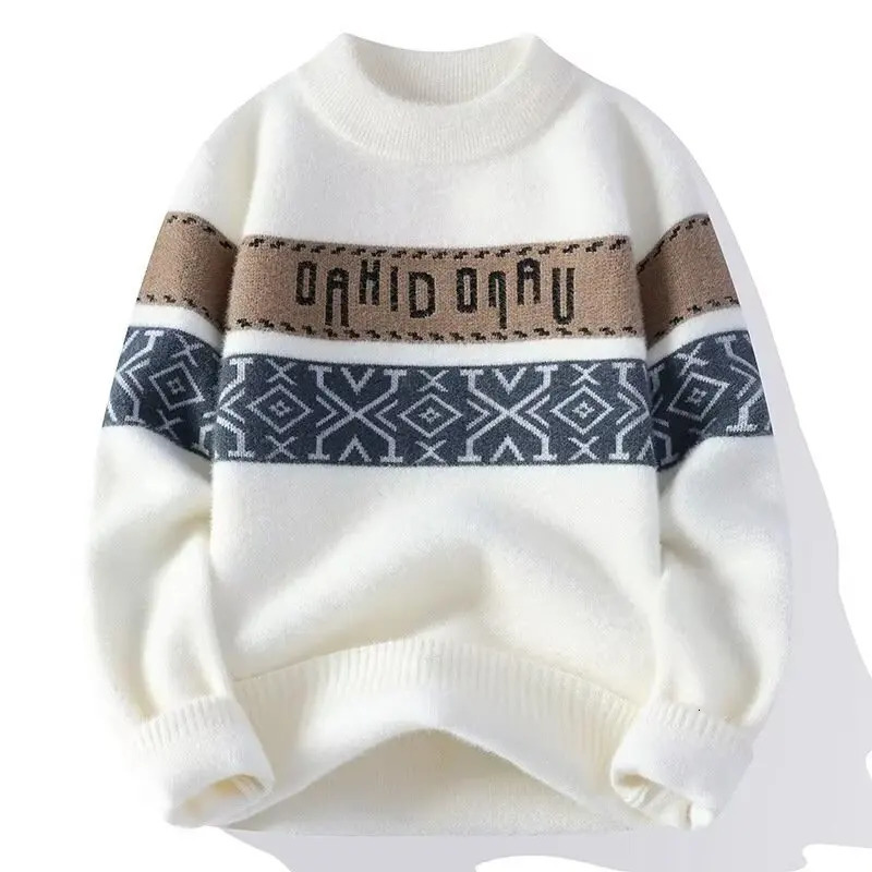 Autumn Winter Mens Sweater Korean Fashion Streetwear Letter Sweater Men Casual Men Clothing Pullover ONeck Sweaters Men 250922BJ