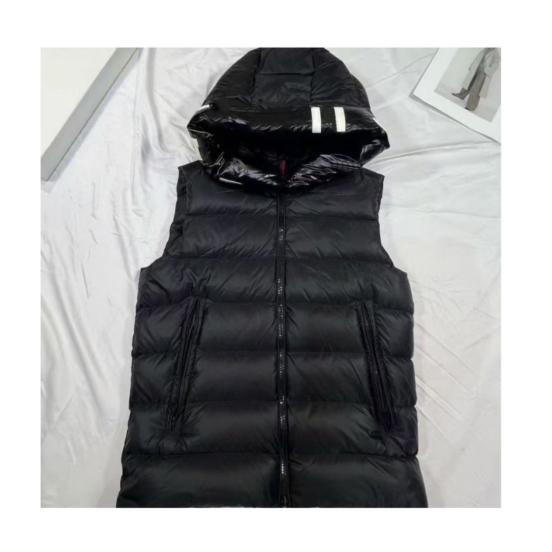 Luxury designer down vest men vest fashion hooded chest logo pattern mens jacket outdoor windproof shiny surface women casual cotton vest versatile
