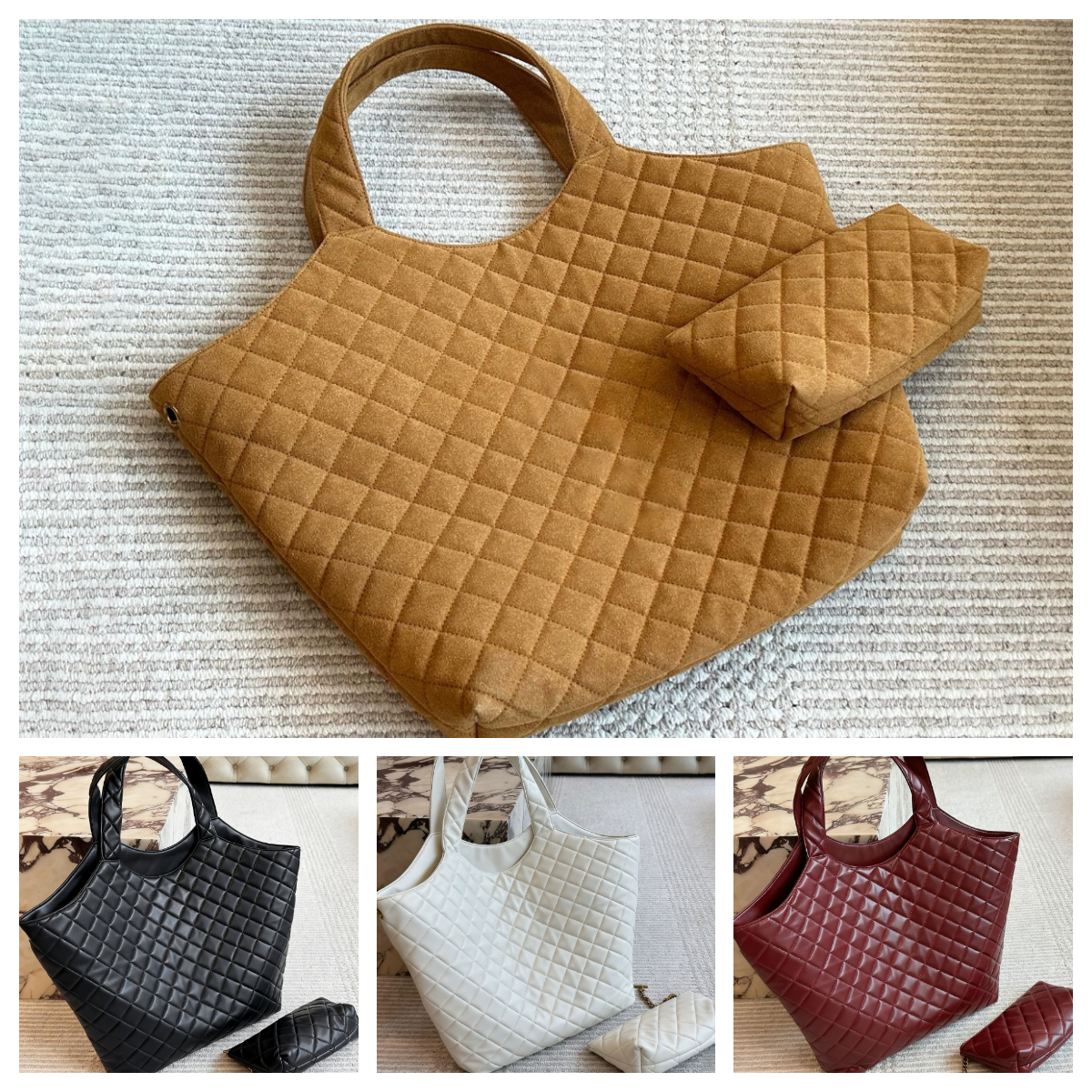 Women Large Tote bag Designer Suede bag Genuine leather Luxury handbags Large Capacity Shopping bags Shoulder bag Tote For Travel Fashion Designer w