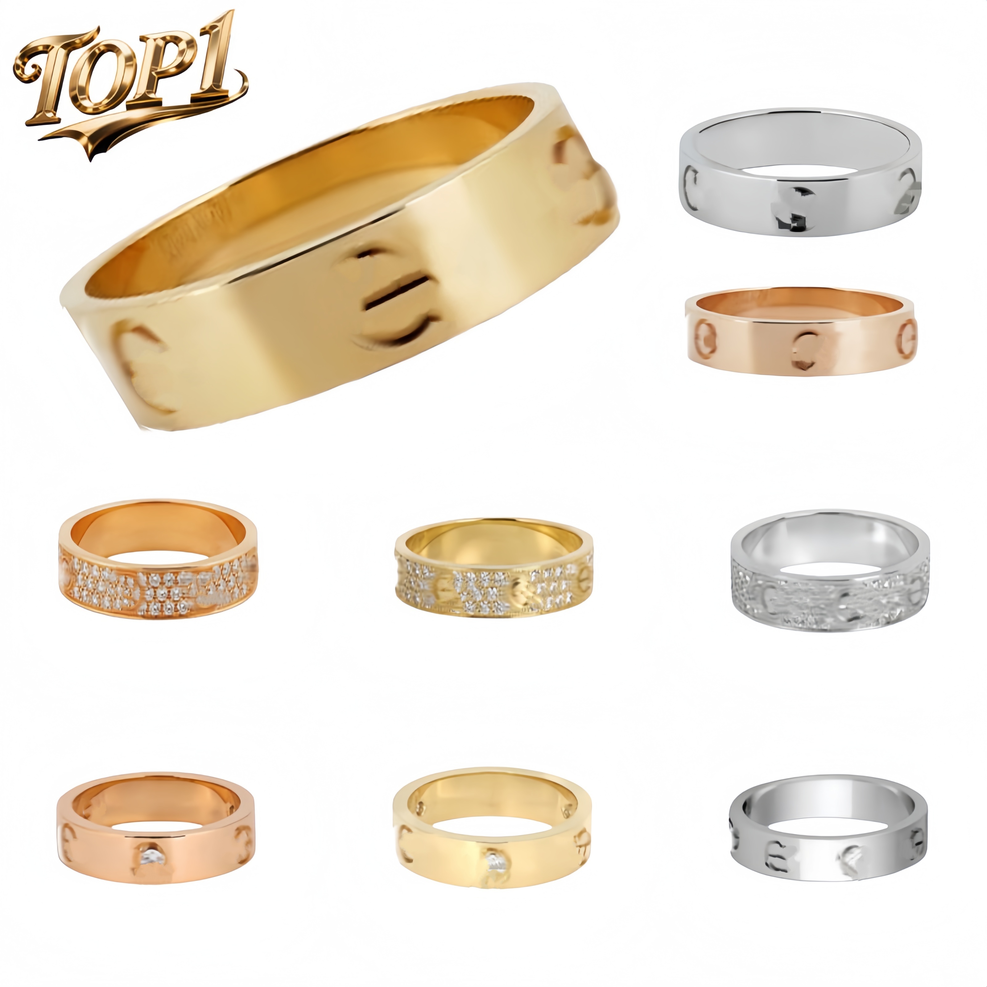 sonneurs de créateurs de haute qualité Titanium Fashion Luxury Steel Love Ring Mens and Womens Rose Gold Fashion Bijoux Anneaux de créateur Coup