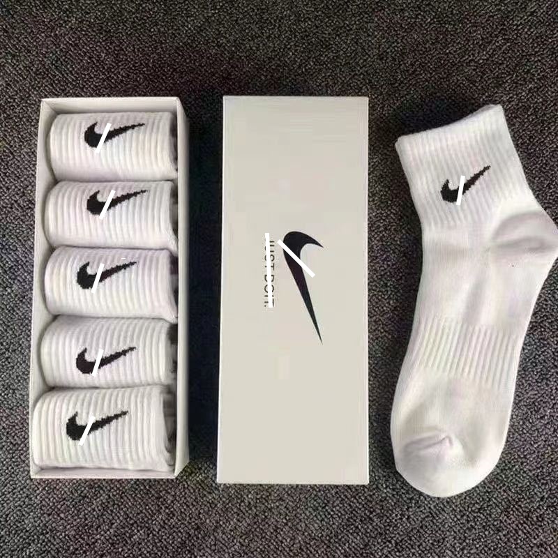Men&#039;s and women&#039;s fashion classic black, white and grey 5-piece long socks, mid calf socks, short socks, sports socks and basketball so-image-1077225229
