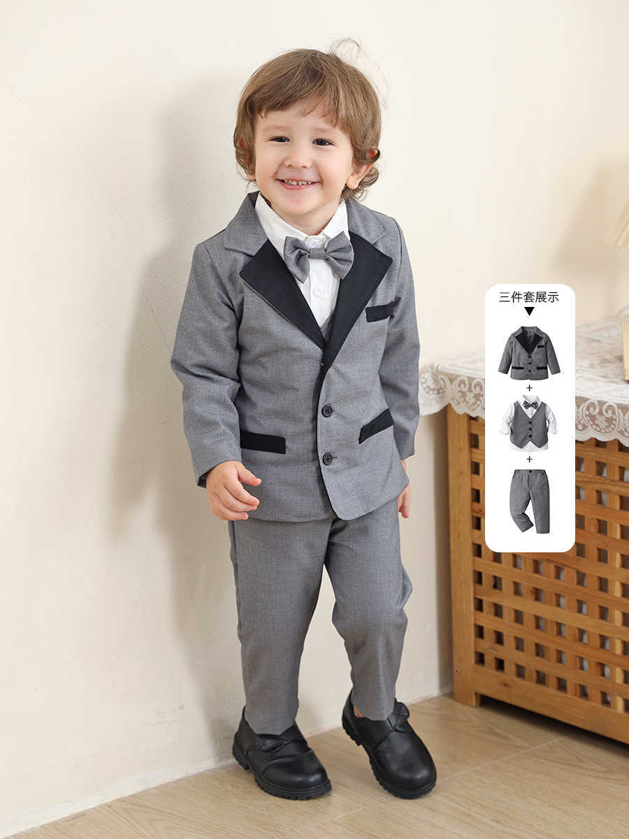 British faux vest suit three-piece set for children&#039;s autumn and winter clothing with a coat for boys L250928-image-843952395