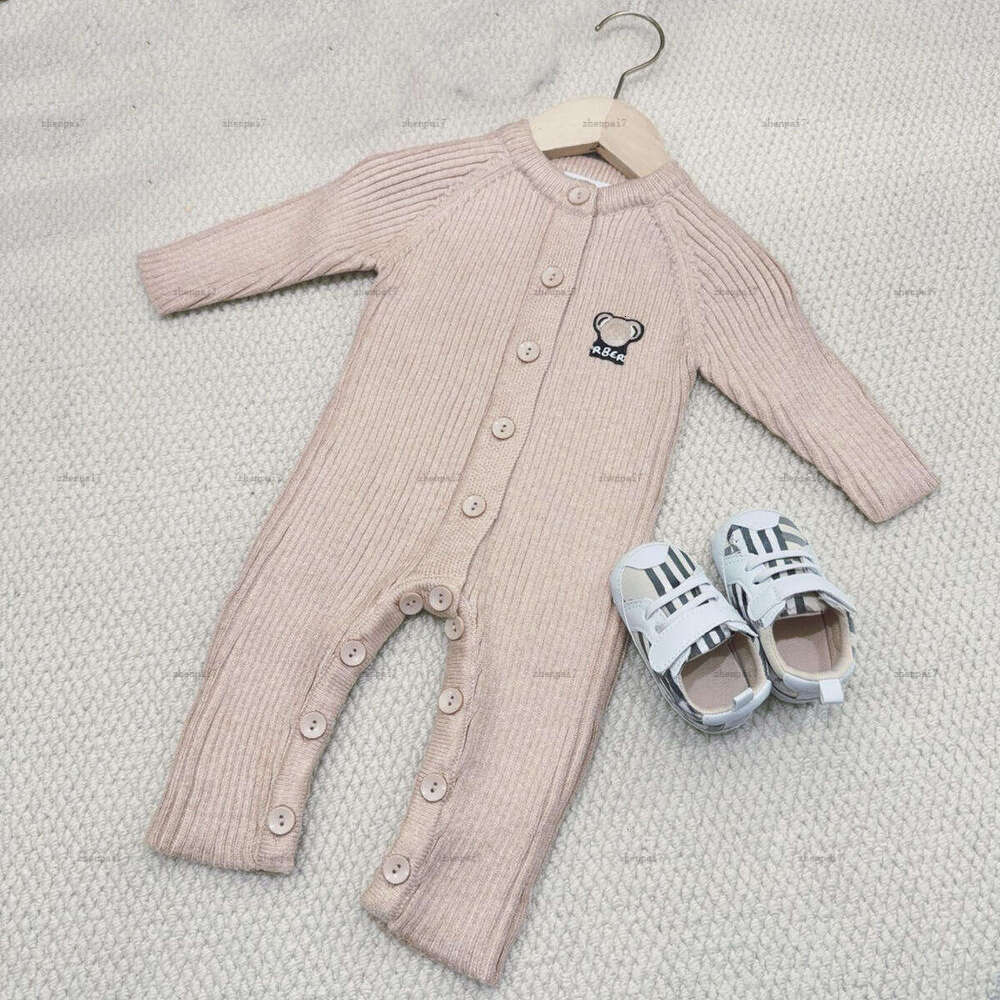 Top newborn jumpsuits Button design toddler romper designer Baby clothing Long sleeve Knitted infant bodysuit A378X11N096-image-1077333235