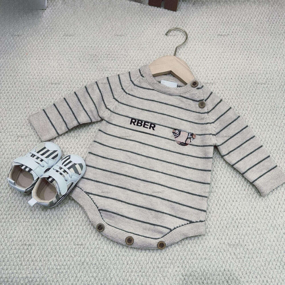 Top newborn jumpsuits Striped design toddler romper designer Baby clothing Long sleeve Knitted infant bodysuit A378X11N300-image-1077333221