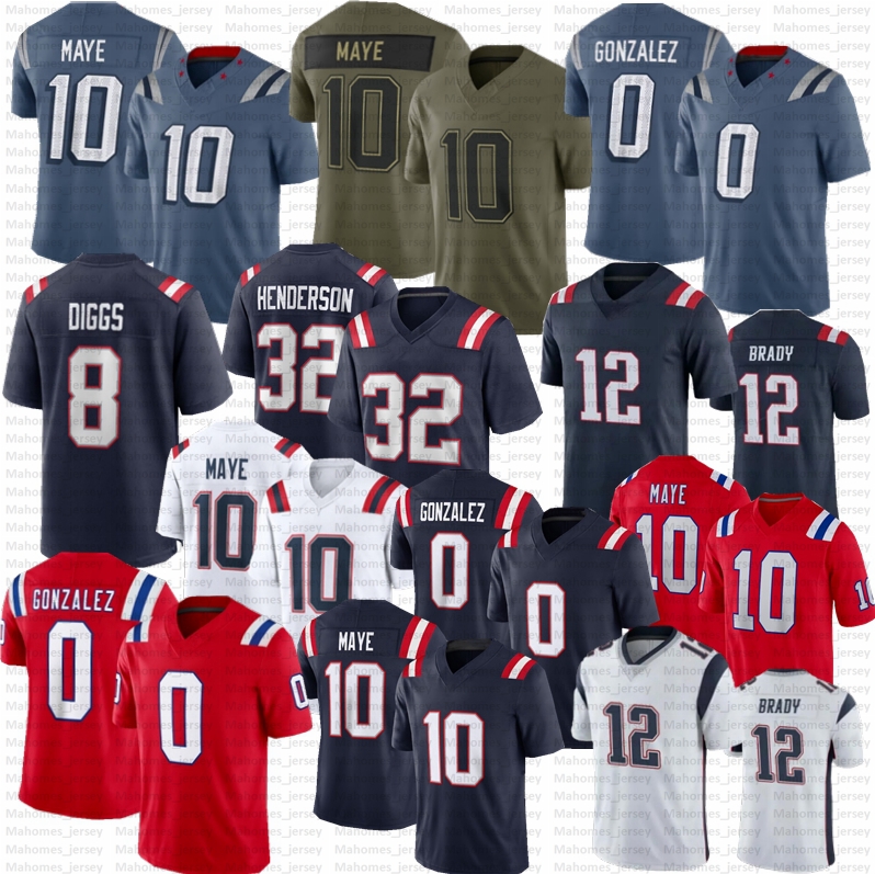 2025 New 10 Drake Maye Stefon Diggs Football Jersey Will Campbell TreVeyon Henderson Stevenson Bailey Zappe Tom Brady Christian Gonzalez-image-999076365