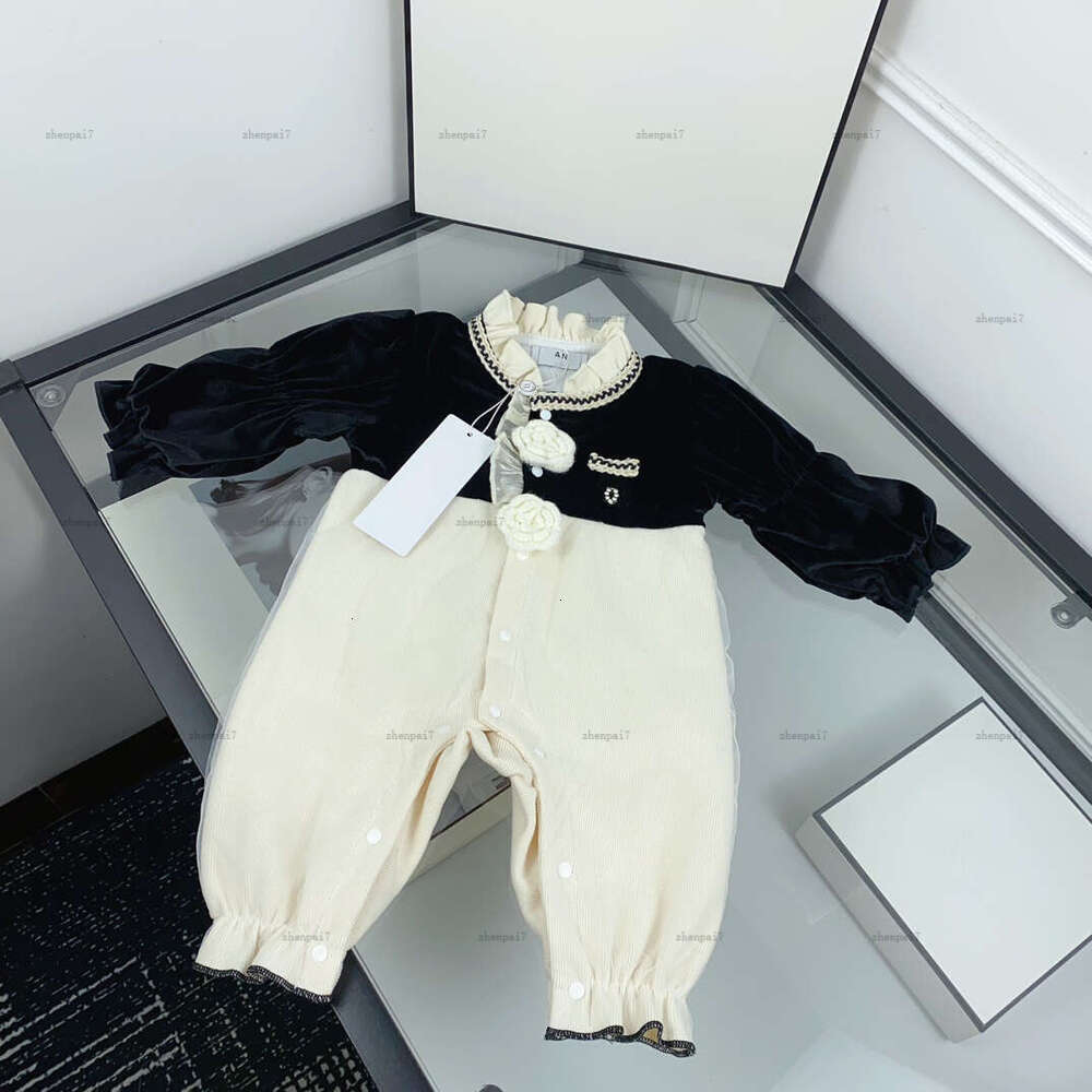 Top newborn jumpsuits Three-dimensional flower decoration toddler romper designer Baby clothing Autumn infant bodysuit A128X04N081-image-1077333144