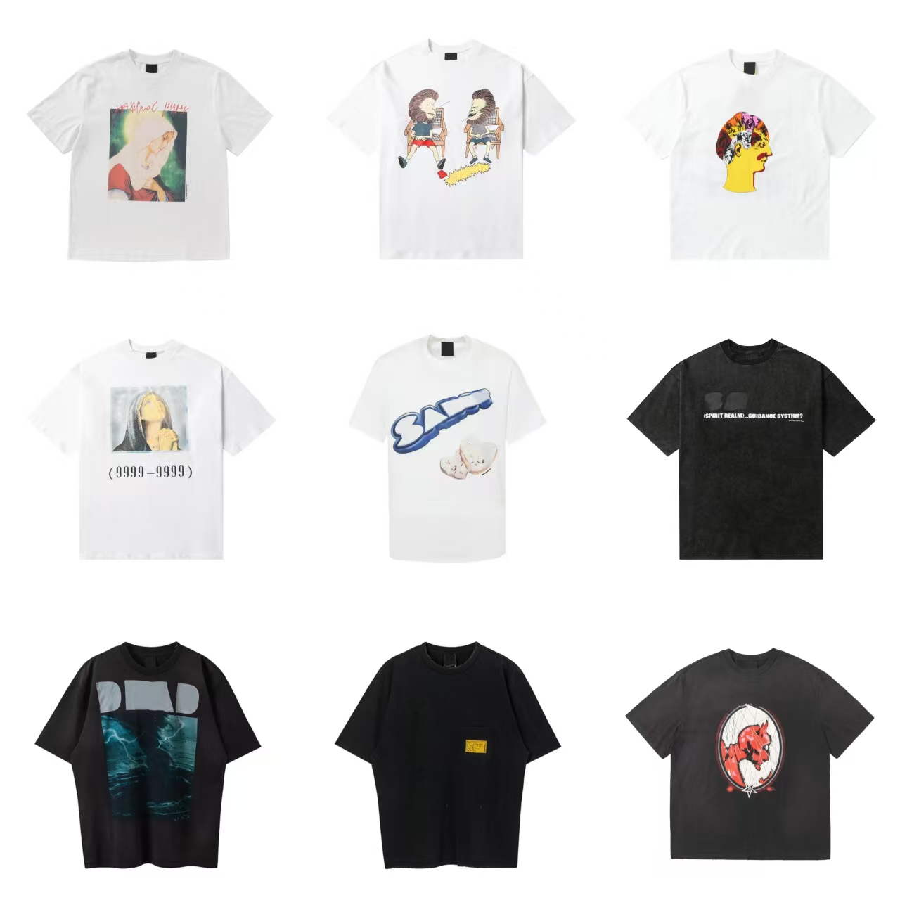 Wash to make old shirt Oversized 2025ss Washed Black Letter Print T Shirt Men Women High Quality Heavy Fabric Tee Short Sleeve Tops Fashion Hip H-image-952360154