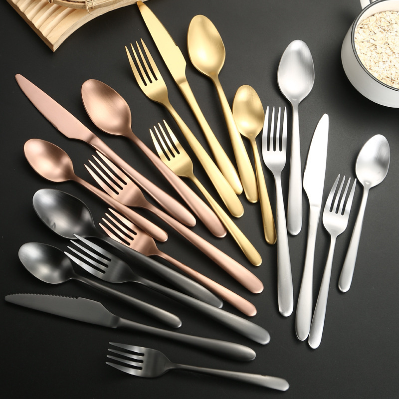 5 Pieces Stainless Steel Dinnerware Silverware 18 0 Flatware Set Cutlery Knife Fork Spoon-image-405610498