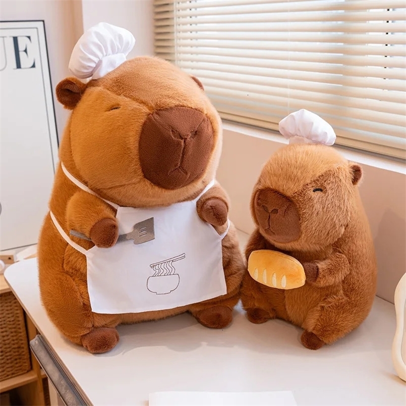 28/35/50cm Cook Capybara Plush Simulation Baker Kapibala Anime Fluffty Toy Cute Bread Doll Stuffed Animals Soft Doll Xmas Gift C251115-image-1084814394