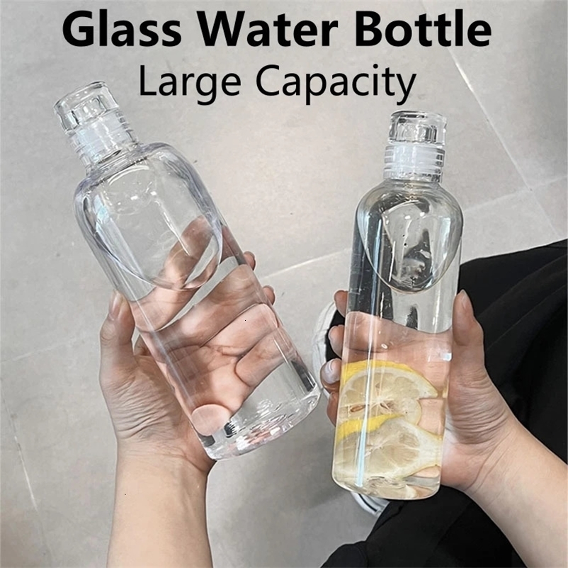 300-1000ml glass water bottle large capacity with time stamped lid used for beverages outdoor portable transparent milk juice cups M260227-image-1095692449