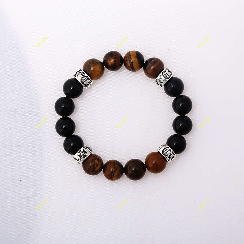 Charm bracelet Chrome bracelet Designer Chromes bracelet Croton Beaded Cross Bracelet Weathered Agate Tiger Eye White Turquoise Volcanic Stone Lava