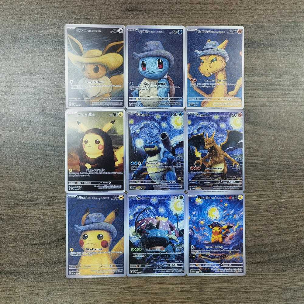 Monsters Van Gogh Series Collection Card with Grey Felt Hat Eevee DIY Trading Card Game Boys Gift L260529QILK-image-1077535058