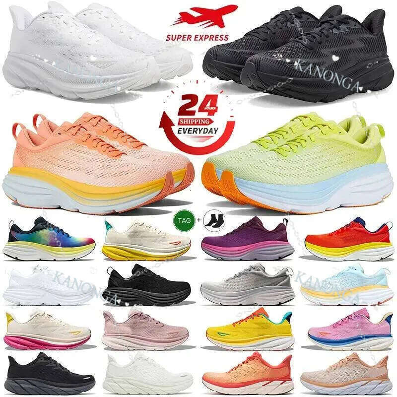 New Bondi Clifton 8 9 Kawana For Mens Womens Running Shoes High Quality A Design Sneaks Triple Black White Purple Hiking Shoe Breathable Outdoor Spo