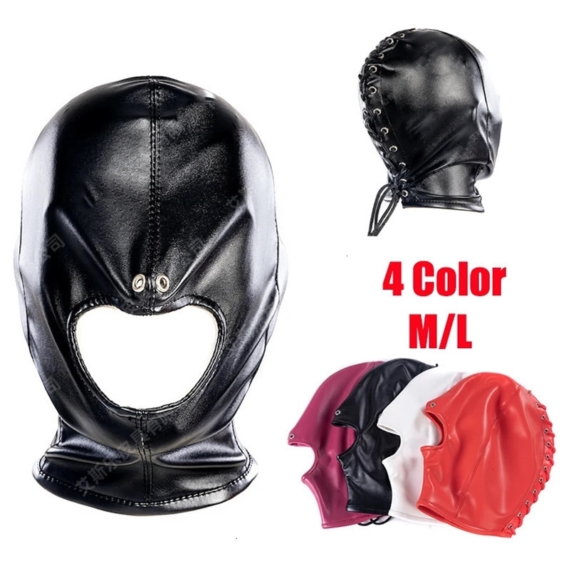 4 Color SM Sex Game Party Party Mask BDSM Bondage en cuir souple Open Bouche Masque esclave Masque fétiche cosplay Touet sexuel érotique pour fem