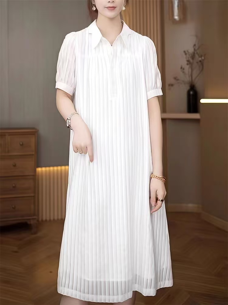 plus size women's new long sleeve high waist printed banquet dress mid-length skirt D02660