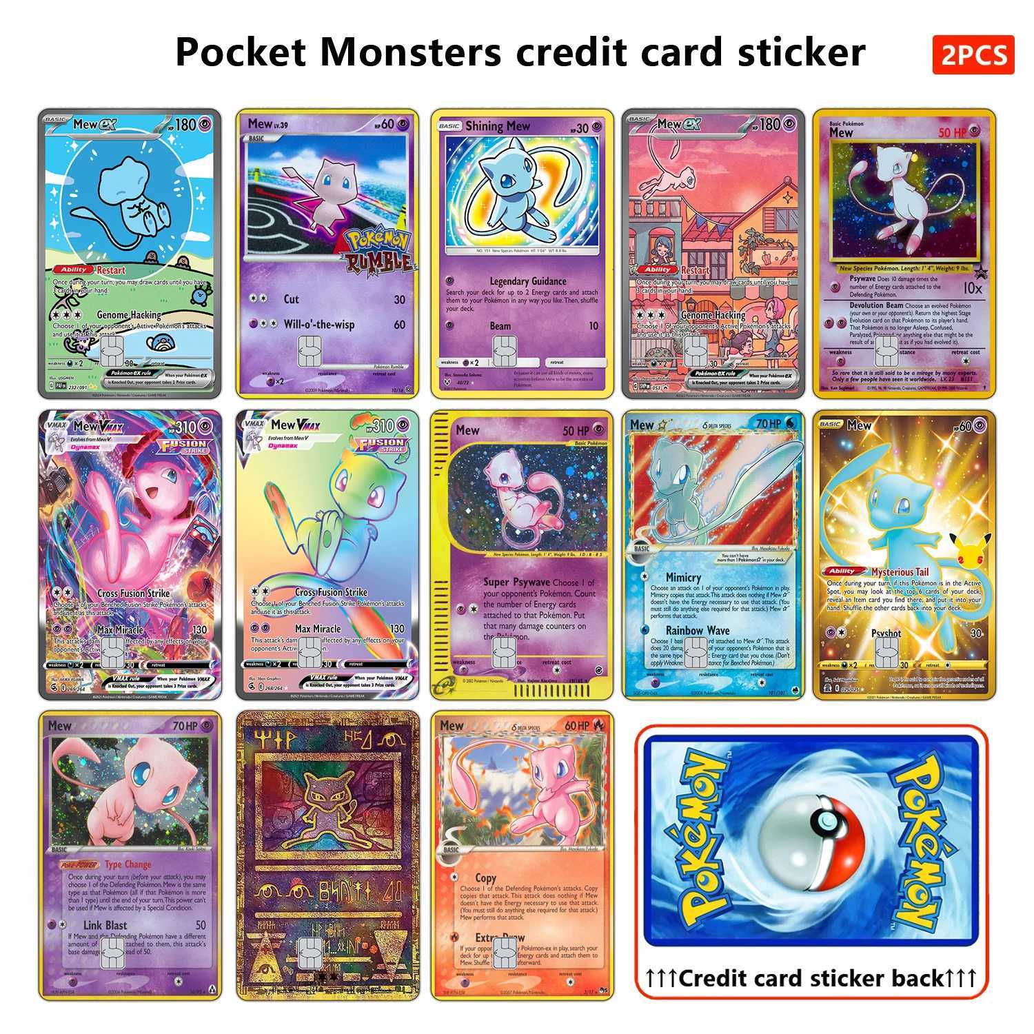 2PCS Credit Card Stickers Antidegaussing Monsters Mew Series VISA Card for Bus Bank Debit Card Anime Boy Toys 14y L250928W0O4-image-1077532204